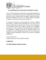 Comunicado paro 4 de noviembre